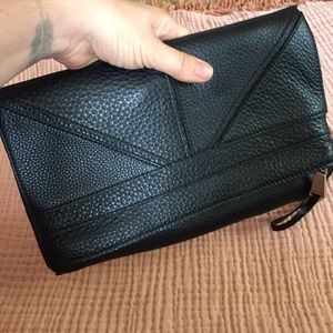 BRAND NEW CHRISTOPHER KON Black Leather Clutch